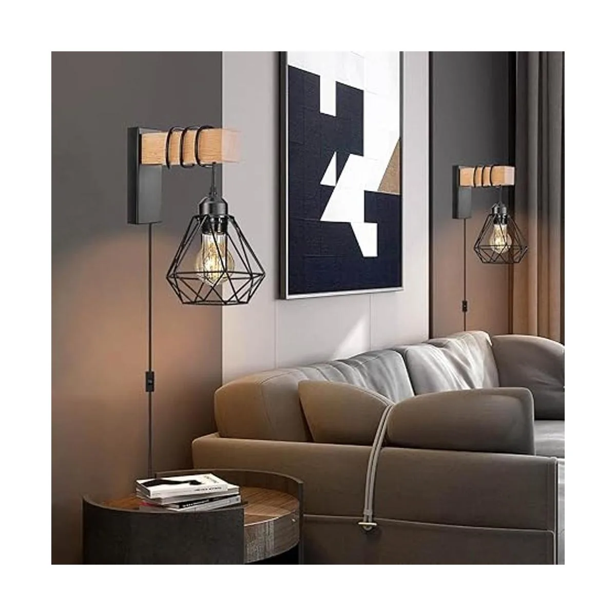 Juego de dos apliques de pared enchufables luces de pared_3