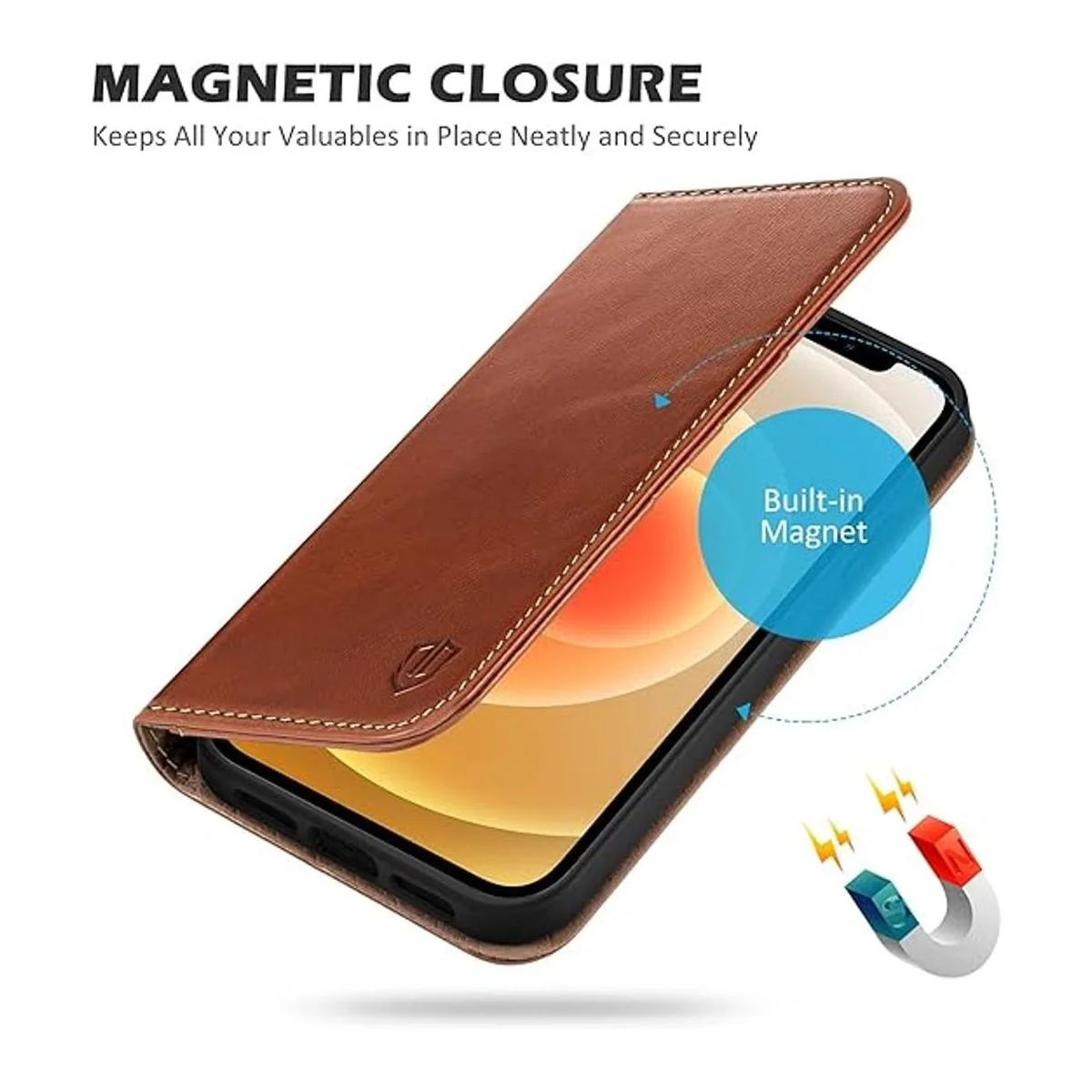 SHIELDON Funda tipo cartera para iPhone 12 5G funda de_4