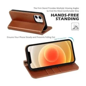 SHIELDON Funda tipo cartera para iPhone 12 5G funda de_5