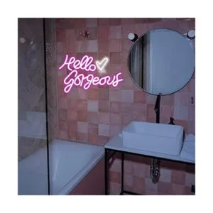 ineonlife Hello Gorgeous Letrero de neón rosa con luces_5