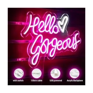 ineonlife Hello Gorgeous Letrero de neón rosa con luces_3