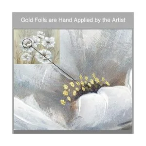 Arte de pared de pintura floral blanca obra de arte de_3