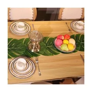 Camino de mesa artificial de hojas de palma de 72_4