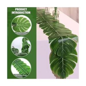 Camino de mesa artificial de hojas de palma de 72_3