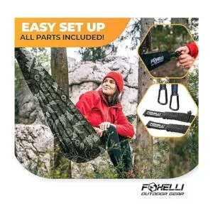 Foxelli Hamaca de camping Hamaca portátil de nailon_2