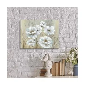 Arte de pared de pintura floral blanca obra de arte de_5