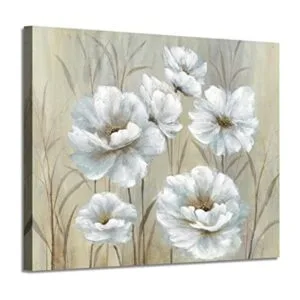 Arte de pared de pintura floral blanca obra de arte de_1