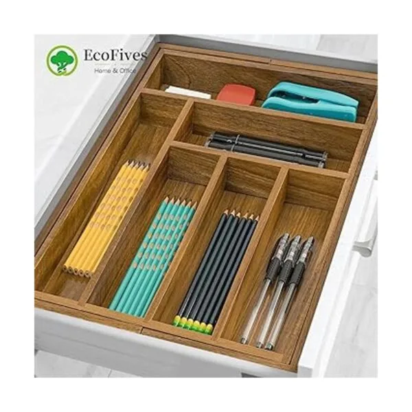 Organizador de cajones de cocina de acacia de lujo_6