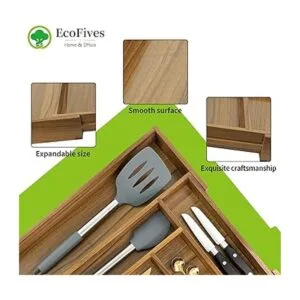 Organizador de cajones de cocina de acacia de lujo_4