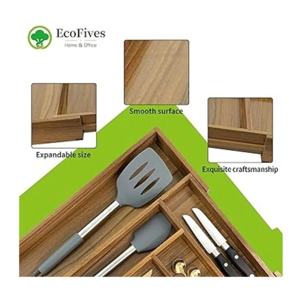 Organizador de cajones de cocina de acacia de lujo_4