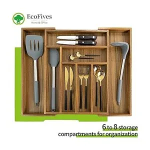 Organizador de cajones de cocina de acacia de lujo_3