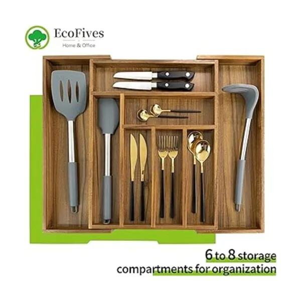 Organizador de cajones de cocina de acacia de lujo_3