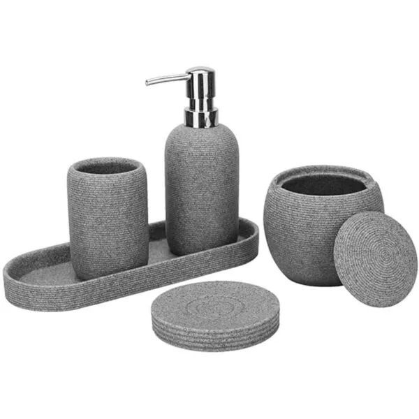 Juego de accesorios de baño 5 piezas completo de resina_1