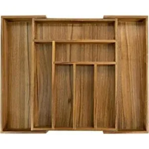 Organizador de cajones de cocina de acacia de lujo_1