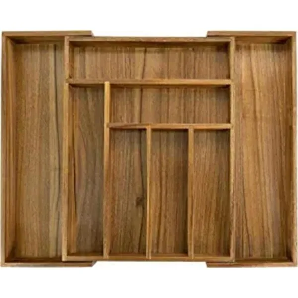 Organizador de cajones de cocina de acacia de lujo_1