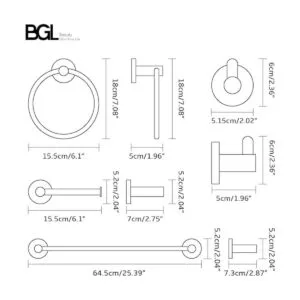BGL Juego de accesorios de baño cromados 4 piezas_6