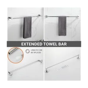 BGL Juego de accesorios de baño cromados 4 piezas_2