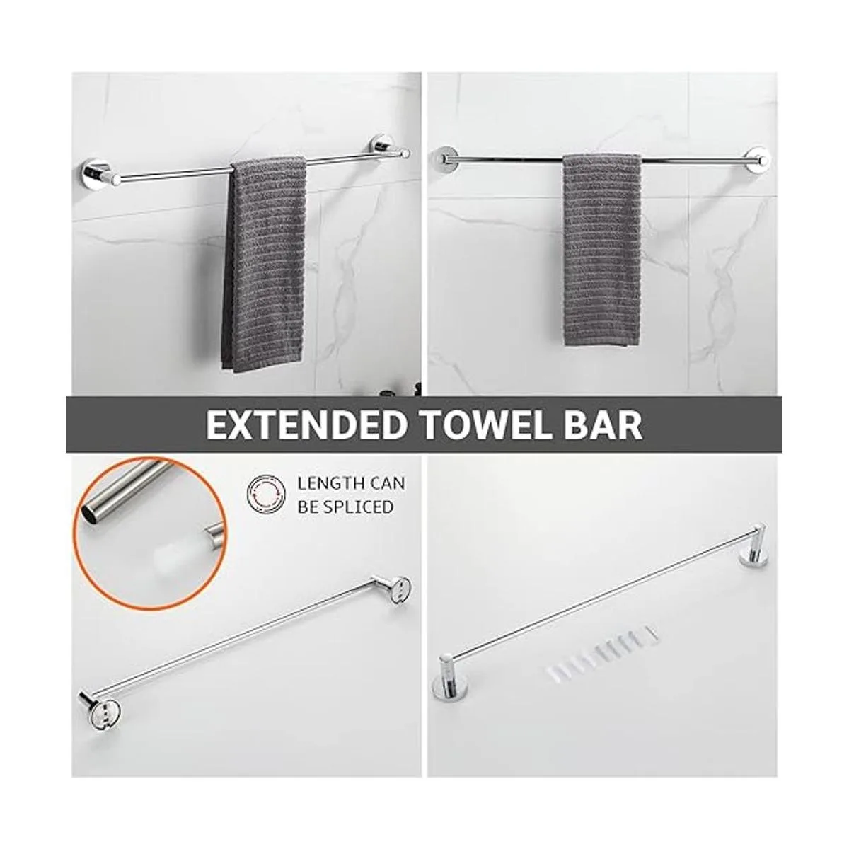 BGL Juego de accesorios de baño cromados 4 piezas_2