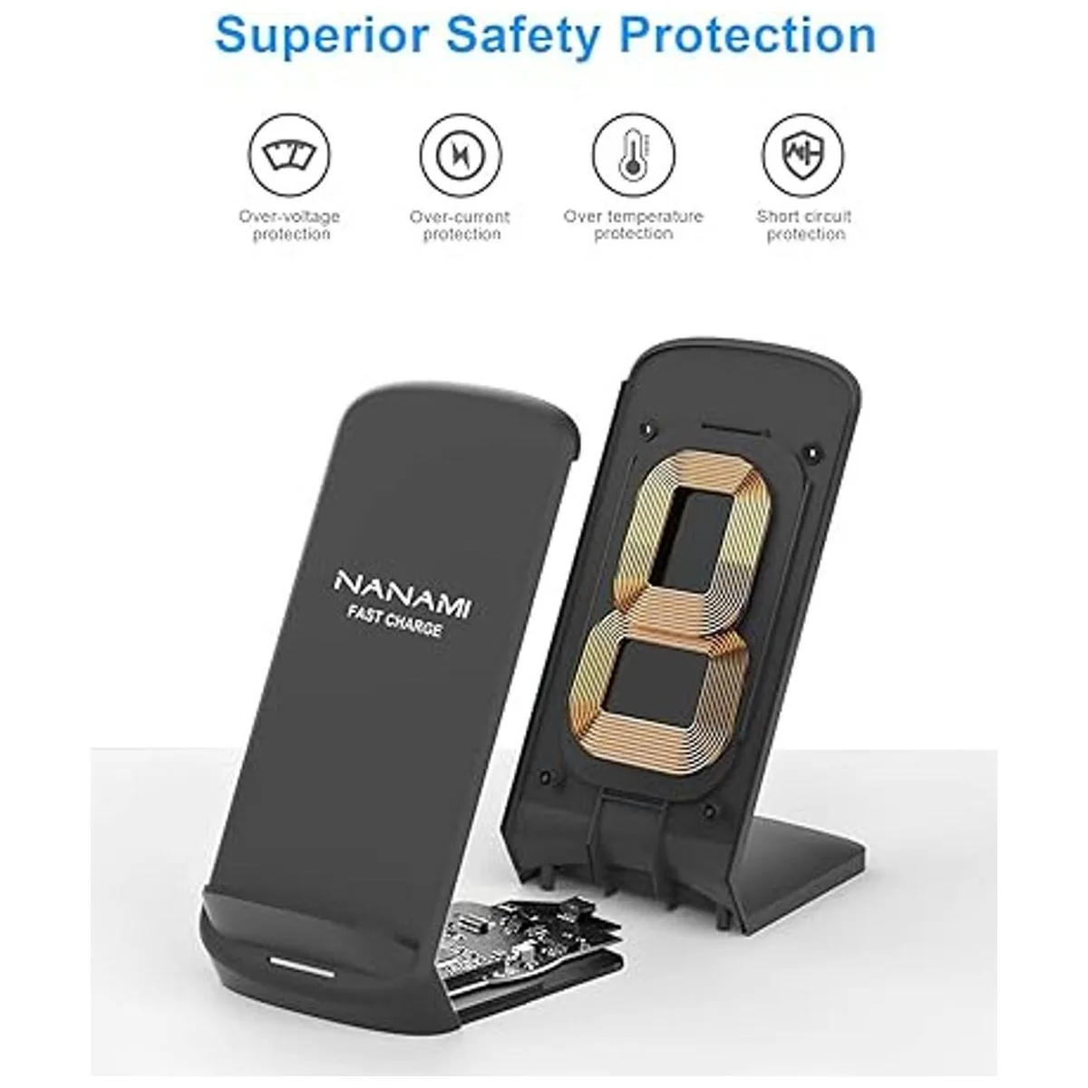 NANAMI Cargador inalámbrico paquete de 2 Soporte de_3