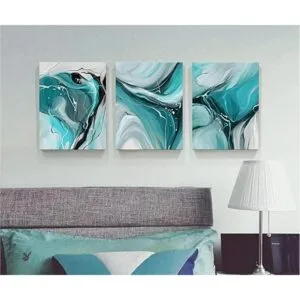 Lienzo abstracto para pared arte de pared de color verde_3