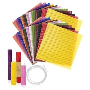 Thleunei Hojas de cera de abeja para hacer velas kit de_1