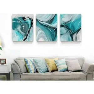 Lienzo abstracto para pared arte de pared de color verde_2