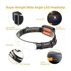 Faro frontal LED recargable súper brillante de 1500_2