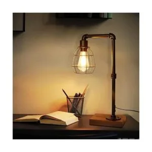 Steampunk Lámpara de mesa industrial bombilla Edison_2