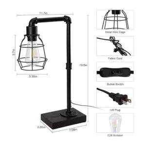 Steampunk Lámpara de mesa industrial bombilla Edison_3