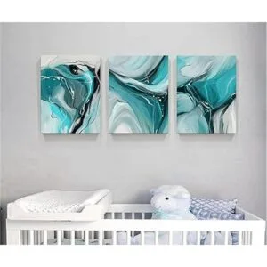 Lienzo abstracto para pared arte de pared de color verde_5