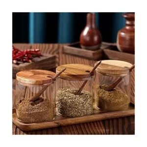 Paquete de 3 tarros de condimentos de vidrio transparente_6