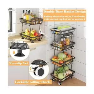 OKZEST Cesta delgada de almacenamiento de 4 niveles para_4