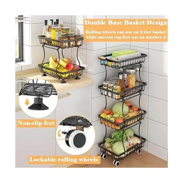OKZEST Cesta delgada de almacenamiento de 4 niveles para_4
