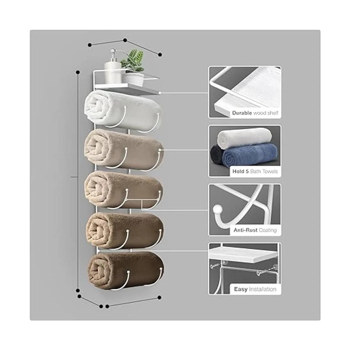 Sorbus Toallero para baño estante de organización de_4