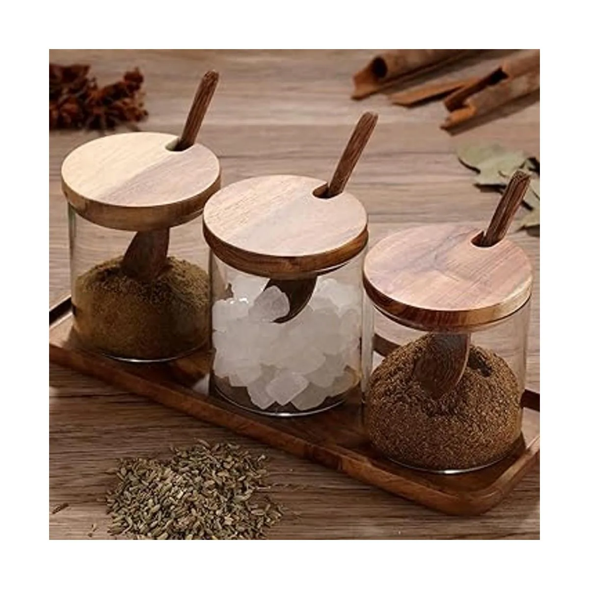 Paquete de 3 tarros de condimentos de vidrio transparente_5