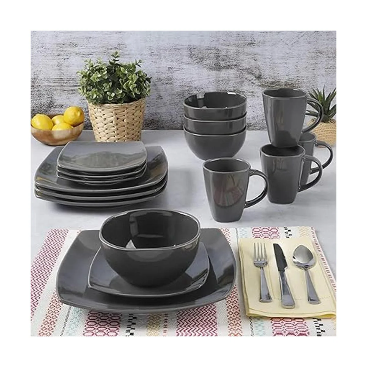 Gibson Soho Lounge Juego de vajilla cuadrada de 16_6