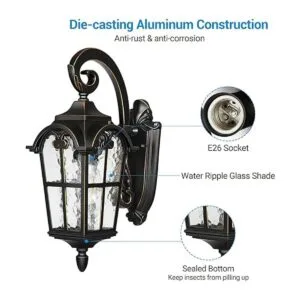 DEWENWILS Luces de pared para exteriores lámpara vintage_2