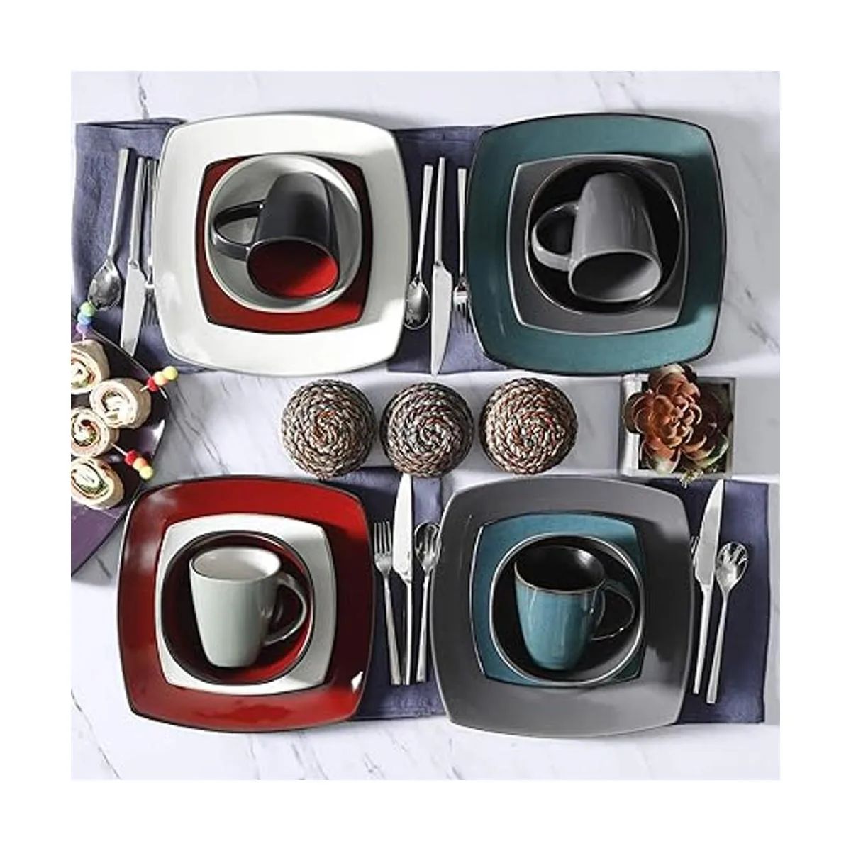 Gibson Soho Lounge Juego de vajilla cuadrada de 16_4