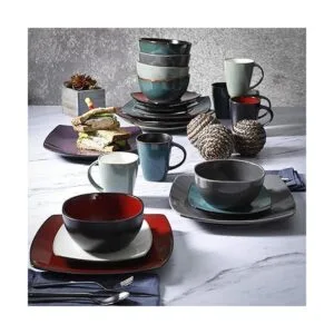 Gibson Soho Lounge Juego de vajilla cuadrada de 16_5