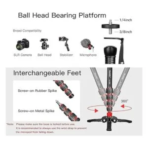 Manbily Monopod de aluminio extensible con pies monopie_4