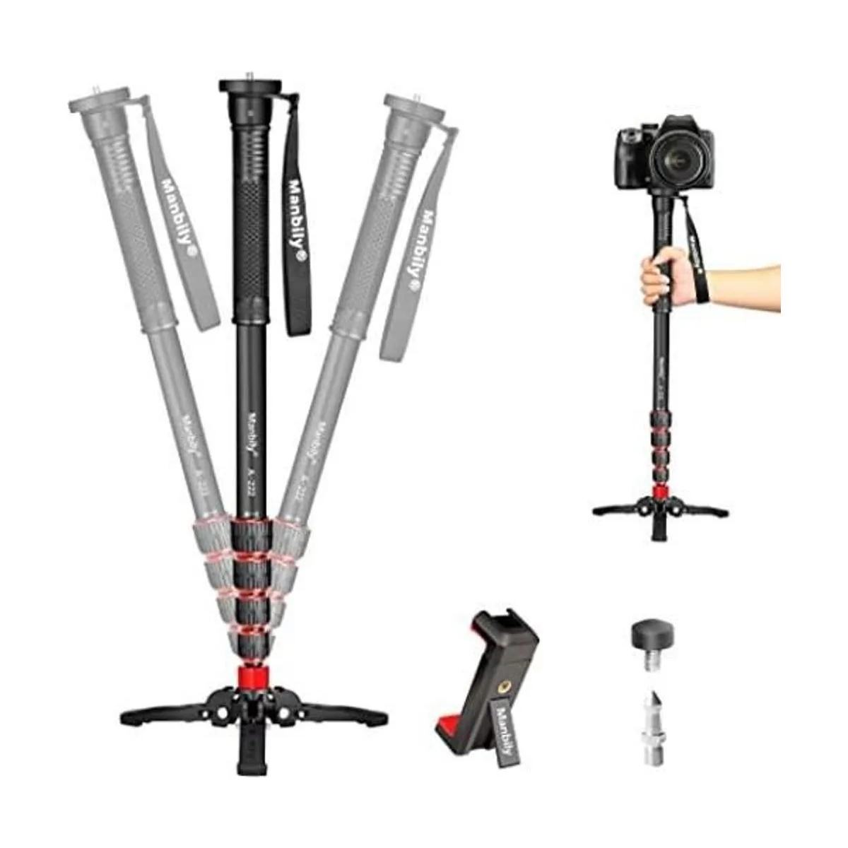 Manbily Monopod de aluminio extensible con pies monopie_1