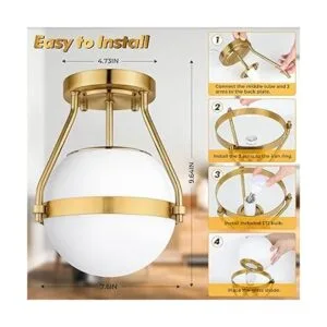 Lakumu Globe Lámpara de techo semiempotrada lámpara de_6