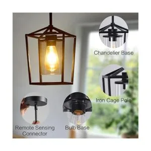 Iluminación colgante para isla de cocina jaula de hierro_4