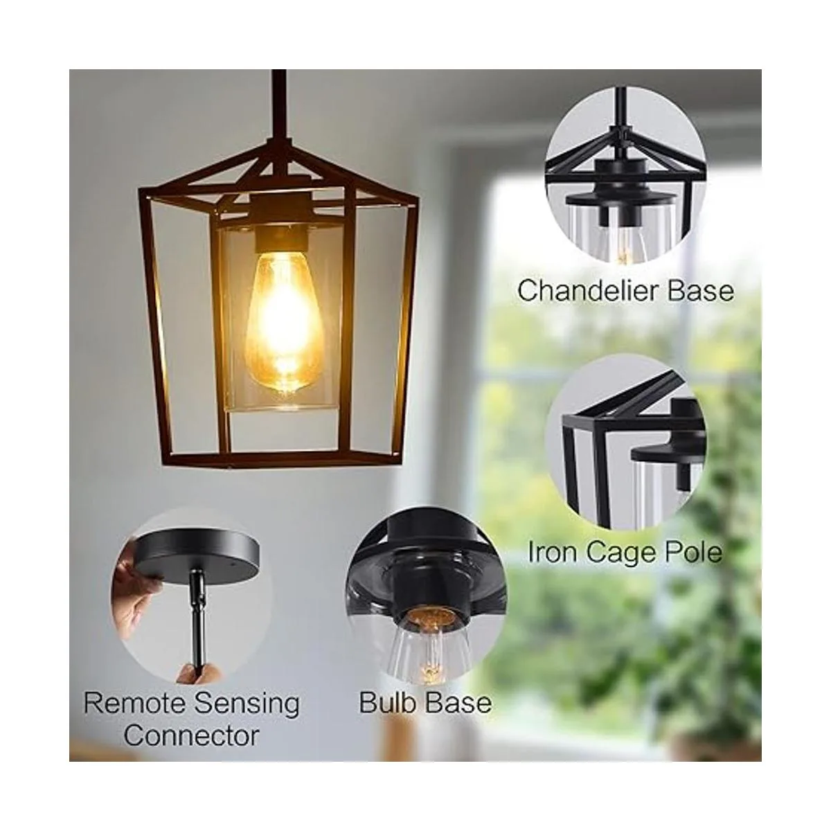 Iluminación colgante para isla de cocina jaula de hierro_4