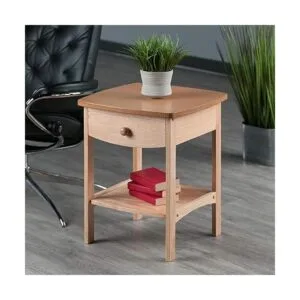 Mesita de noche Winsome Wood con cajón y estante Madera_2