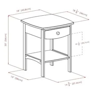 Mesita de noche Winsome Wood con cajón y estante Madera_3