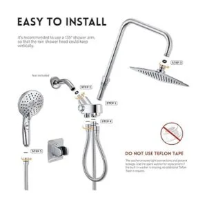 Ryamen Combo de cabezal de ducha doble cabezal de ducha_6