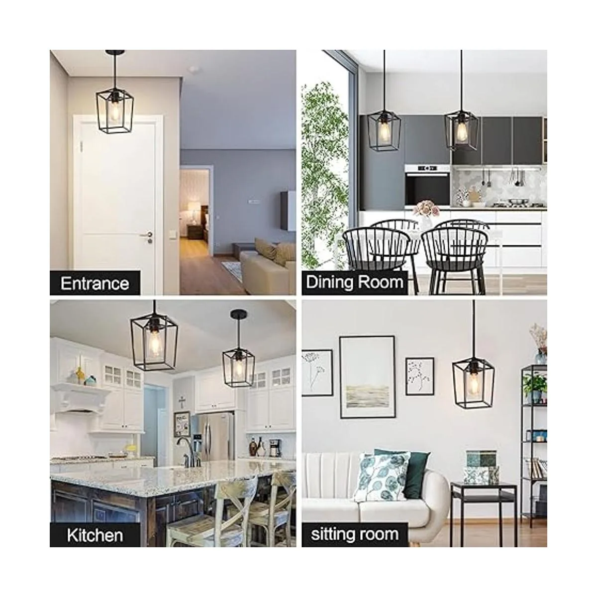 Iluminación colgante para isla de cocina jaula de hierro_2