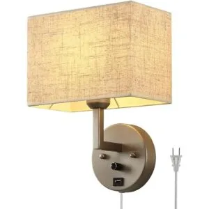 Plug in Wall Sconce with Dimmer Switch and USB Port1Light_1
