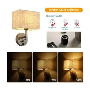 Plug in Wall Sconce with Dimmer Switch and USB Port1Light_2